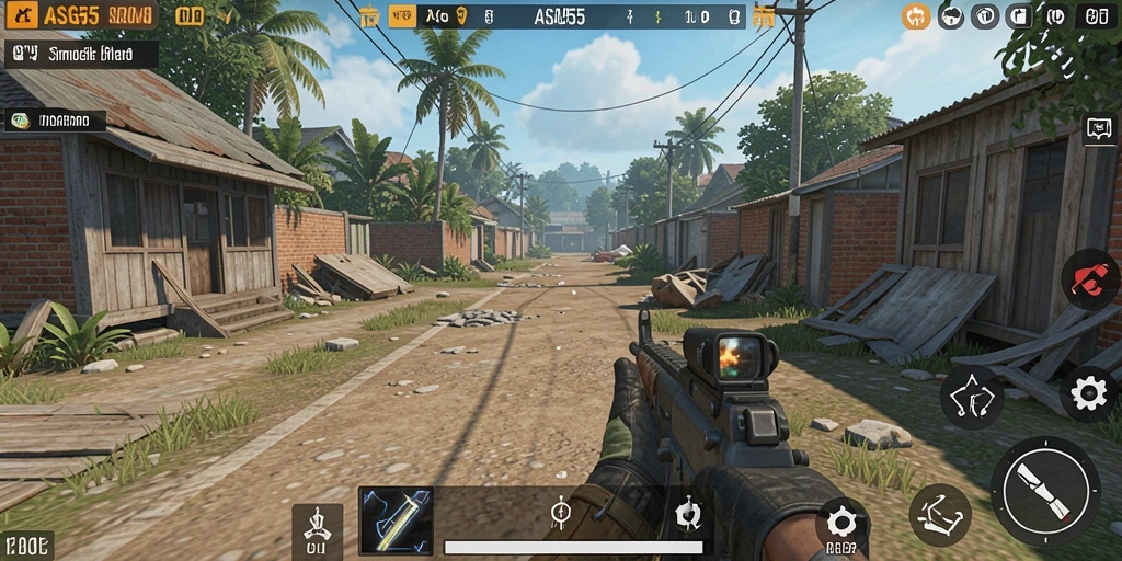 Screenshot gameplay ASG55 menampilkan suasana kehidupan yang dinamis dan interaktif.