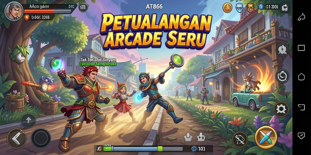 Tangkapan layar gameplay AT866 menunjukkan aksi seru di tingkat yang menantang.