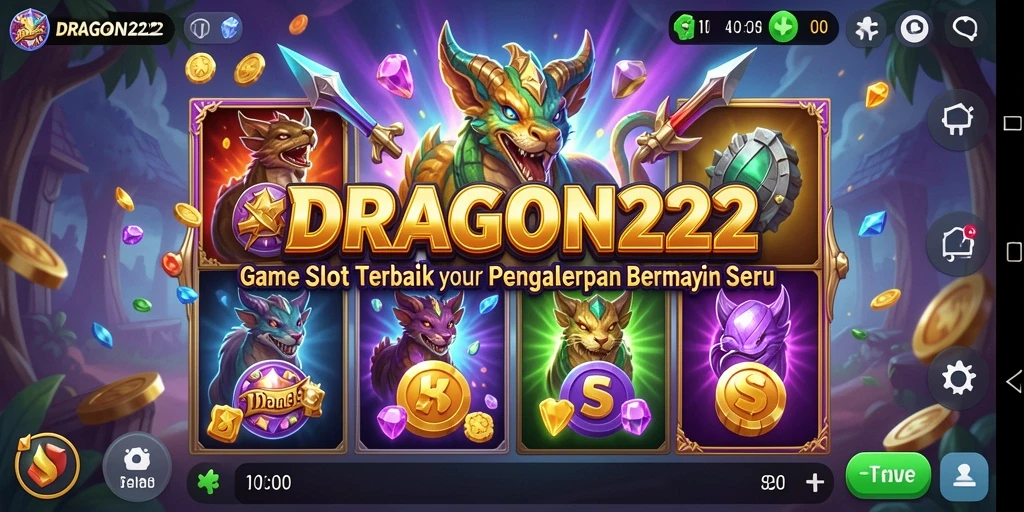 Tampilan gameplay <strong>DRAGON222</strong> dengan gulungan slot yang menarik.