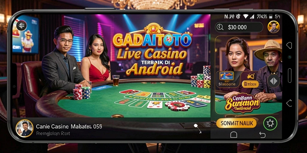 Screenshot GADAITOTO menunjukkan dealer profesional di meja permainan Live Casino.