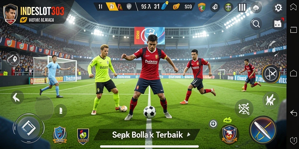 Tangkapan layar gameplay INDESLOT303 yang menampilkan aksi sepak bola seru.
