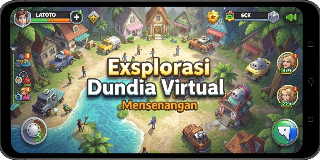 Screenshot LATOTO menampilkan lingkungan virtual yang penuh warna dan kreatif.