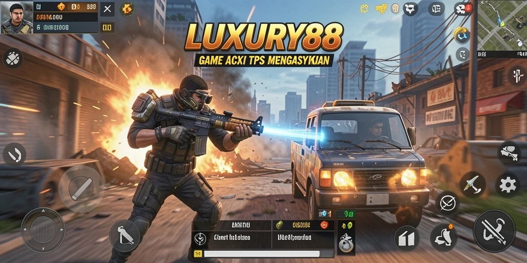 Tampilan screenshot gameplay LUXURY88 dengan aksi tembak-menembak yang seru.
