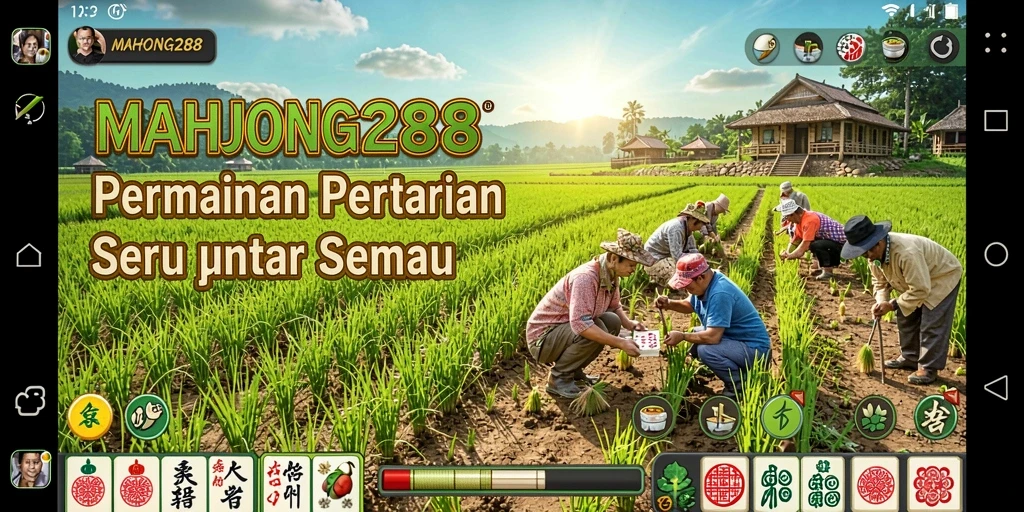 Gameplay seru bertani di MAHJONG288 dengan berbagai tanaman.