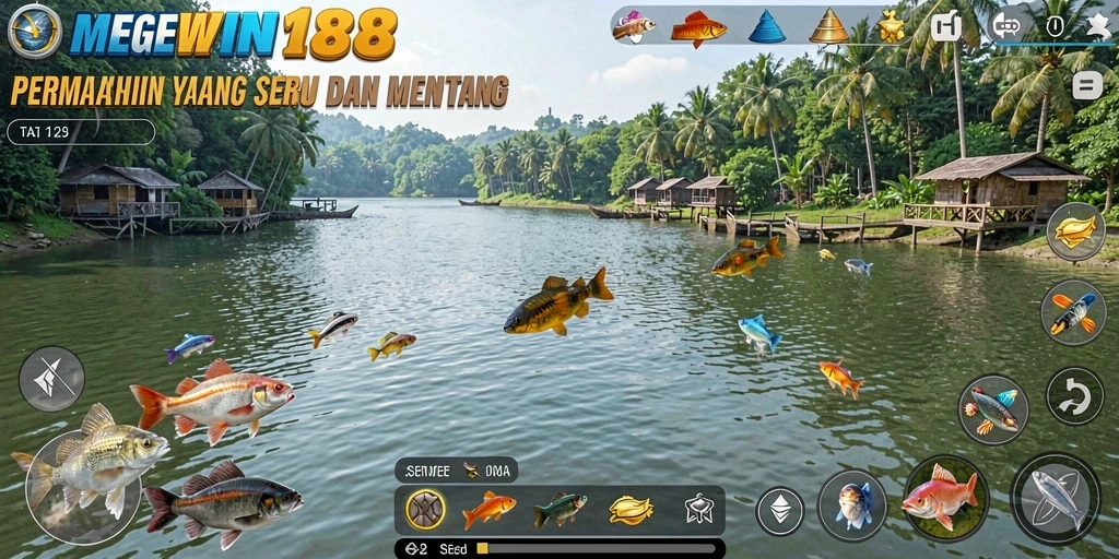 Tampilan menarik gameplay memancing di MEGEWIN188.