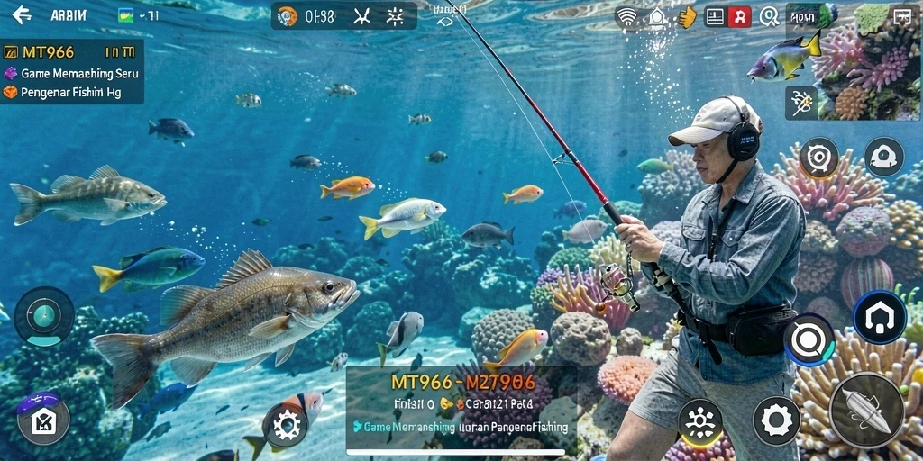 Tangkapan ikan yang sukses dalam gameplay MT966.