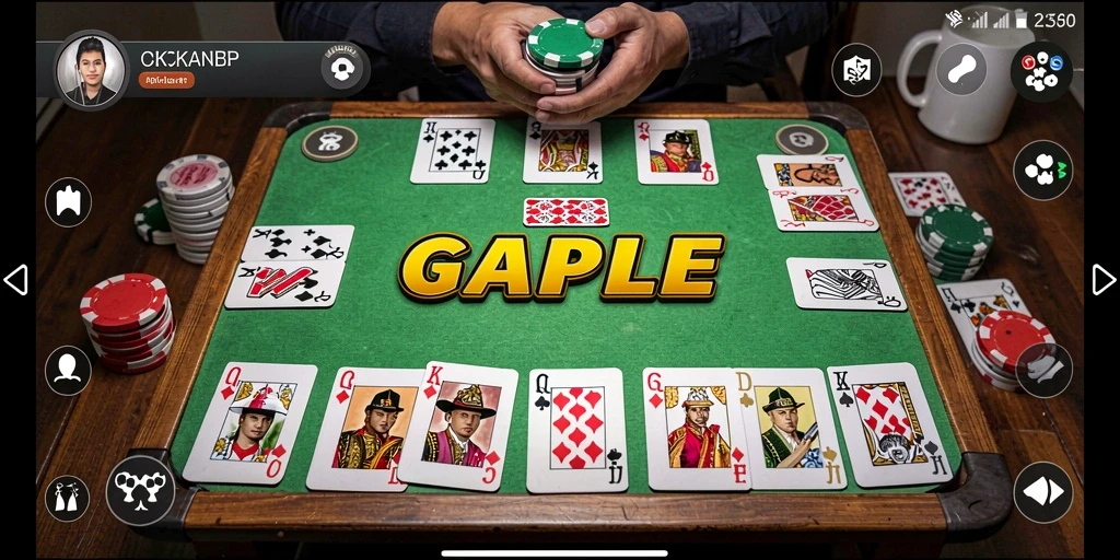 Tampilan gameplay Gaple yang seru dan interaktif di OKJK.