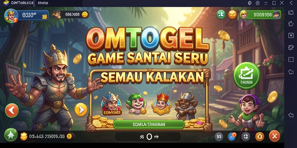Tampilan gameplay OMTOGEL yang penuh warna dan seru.