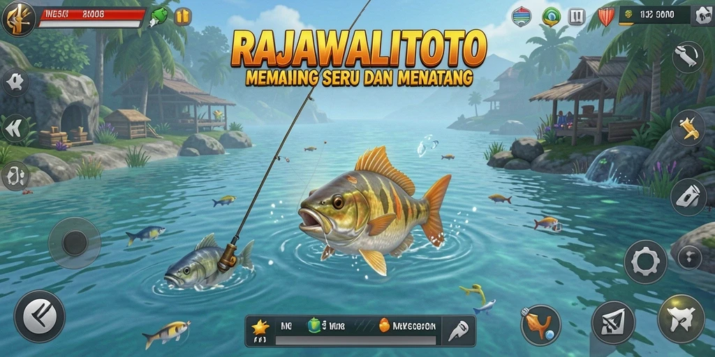 Screenshot menampilkan gameplay seru di RAJAWALITOTO saat memancing.