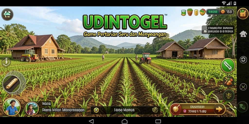 Tampilan gameplay UDINTOGEL yang seru dalam bertani.